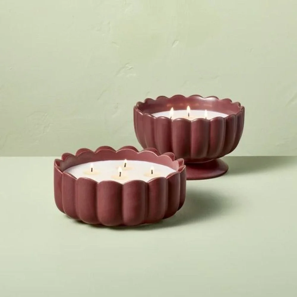 6 Wick Scalloped Rim Black Oak & Persimmon Jar Candle - Hearth & Hand Magnolia